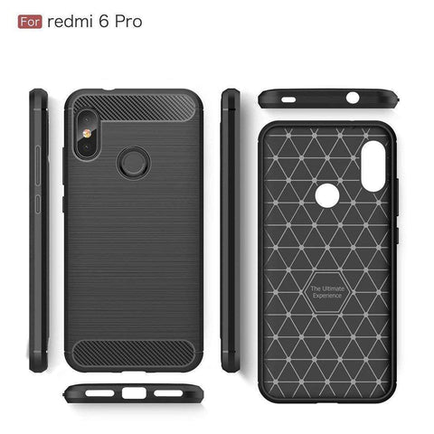 REALIKE® Mi Redmi 6 Pro Back Cover, Branded Case with Ultimate Protection from Drops, Flexible Carbon Fiber Back Cover for Mi Redmi 6 Pro - 2018 {Carbon Black} (Limited Time Discounted Price)