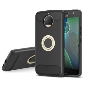 REALIKE® Moto G5S Plus Cover, Aemotoy Protective Armor Bumper W 360 Degrees Ring Kickstand Shockproof Defender Case For Motorola Moto G5S Plus - Black