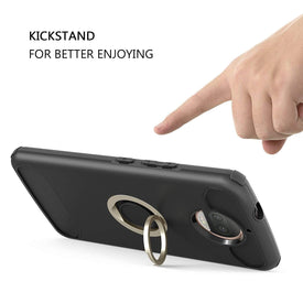 REALIKE® Moto G5S Plus Cover, Aemotoy Protective Armor Bumper W 360 Degrees Ring Kickstand Shockproof Defender Case For Motorola Moto G5S Plus - Black