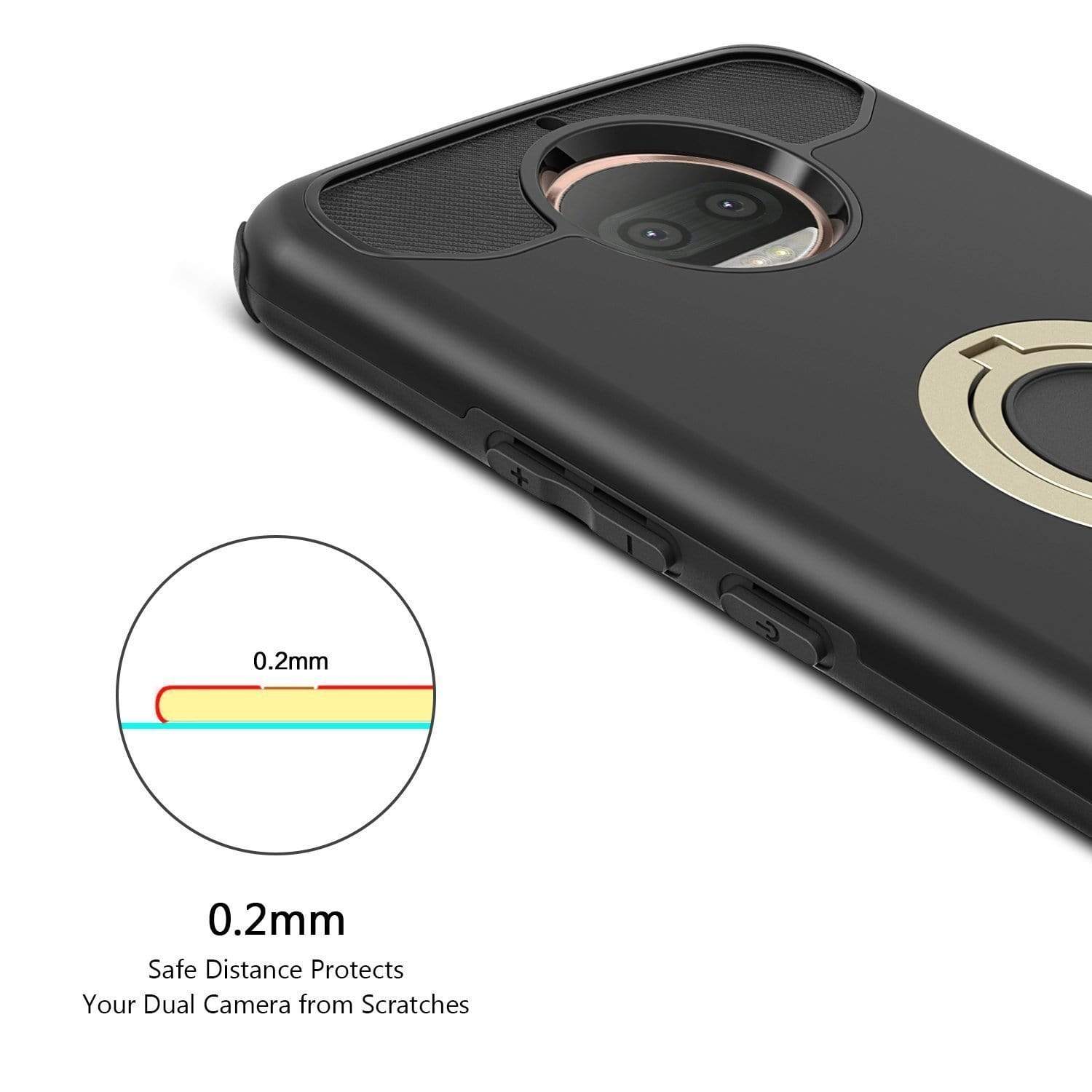 REALIKE® Moto G5S Plus Cover, Aemotoy Protective Armor Bumper W 360 Degrees Ring Kickstand Shockproof Defender Case For Motorola Moto G5S Plus - Black