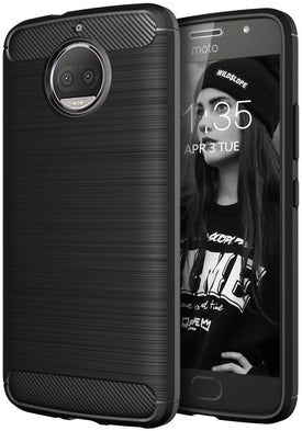 REALIKE® Moto G5S Plus Cover, Flexible Carbon Fiber TPU Protective Case Cover For Motorola Moto G5S Plus - Lunar Black