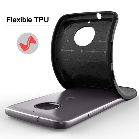Image of REALIKE® Moto G5S Plus Cover, Flexible Carbon Fiber TPU Protective Case Cover For Motorola Moto G5S Plus - Lunar Black