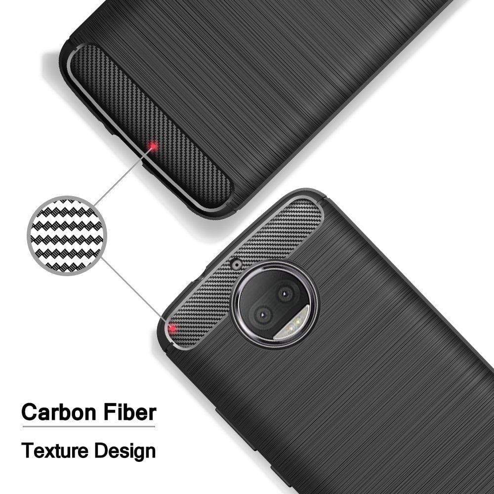 REALIKE® Moto G5S Plus Cover, Flexible Carbon Fiber TPU Protective Case Cover For Motorola Moto G5S Plus - Lunar Black