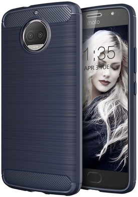 REALIKE® Moto G5S Plus Cover, Flexible Carbon Fiber TPU Protective Case Cover For Motorola Moto G5S Plus - Lunar Blue