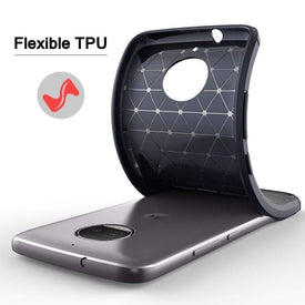 REALIKE® Moto G5S Plus Cover, Flexible Carbon Fiber TPU Protective Case Cover For Motorola Moto G5S Plus - Lunar Blue