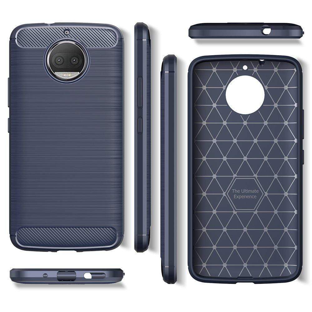 REALIKE® Moto G5S Plus Cover, Flexible Carbon Fiber TPU Protective Case Cover For Motorola Moto G5S Plus - Lunar Blue