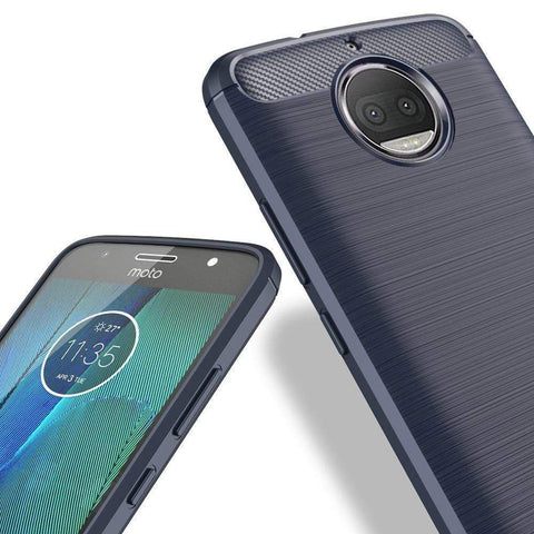 REALIKE® Moto G5S Plus Cover, Flexible Carbon Fiber TPU Protective Case Cover For Motorola Moto G5S Plus - Lunar Blue