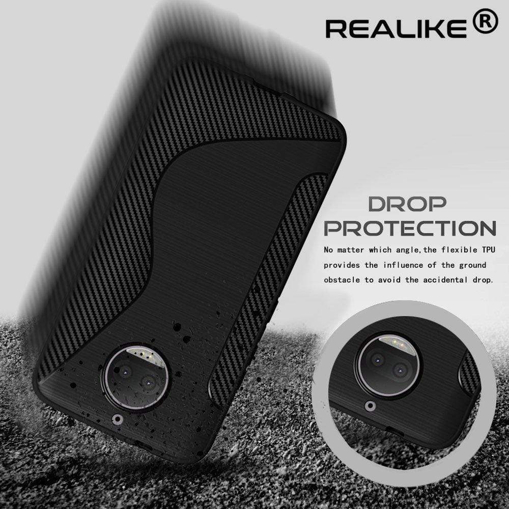 REALIKE® Moto G5S Plus Cover, Flexible TPU Gel Rubber Soft Skin Silicone Protective Case Cover For Motorola Moto G5S Plus