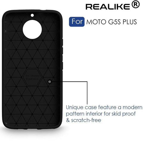 REALIKE® Moto G5S Plus Cover, Flexible TPU Gel Rubber Soft Skin Silicone Protective Case Cover For Motorola Moto G5S Plus