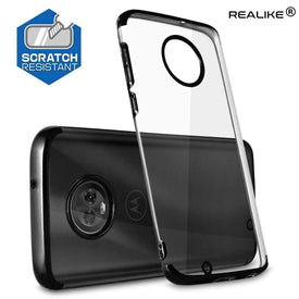 REALIKE® Moto G6 Cover, Metal Electroplating Technology -Slim Ultra-Thin Full Transparent Case Soft Skin Protective Back Cover for Moto G6 (Clear-Black)
