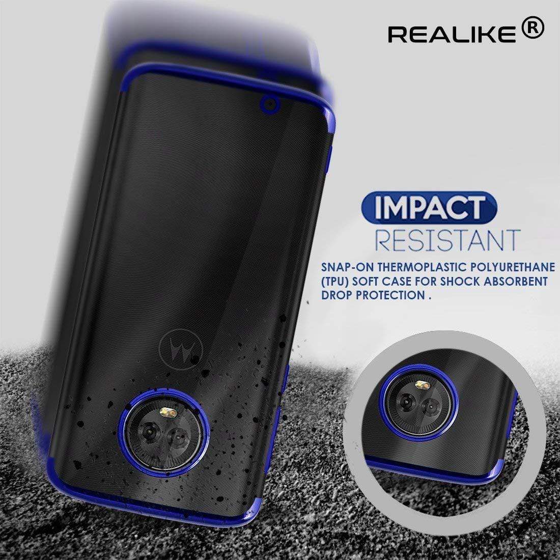 REALIKE® Moto G6 Cover, Metal Electroplating Technology -Slim Ultra-Thin Full Transparent Case Soft Skin Protective Back Cover for Moto G6 (Clear-Blue)