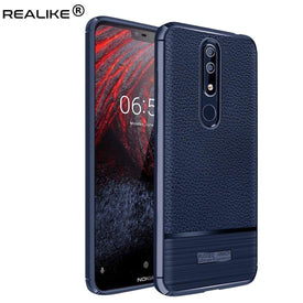 REALIKE® Nokia 6.1 Plus Back Cover, Ultimate Protection from Drops, Durable, Anti Scratch, Perfect Fit Litchi Pattern Back Cover for Nokia 6.1 Plus 2018 (Litchi Blue)