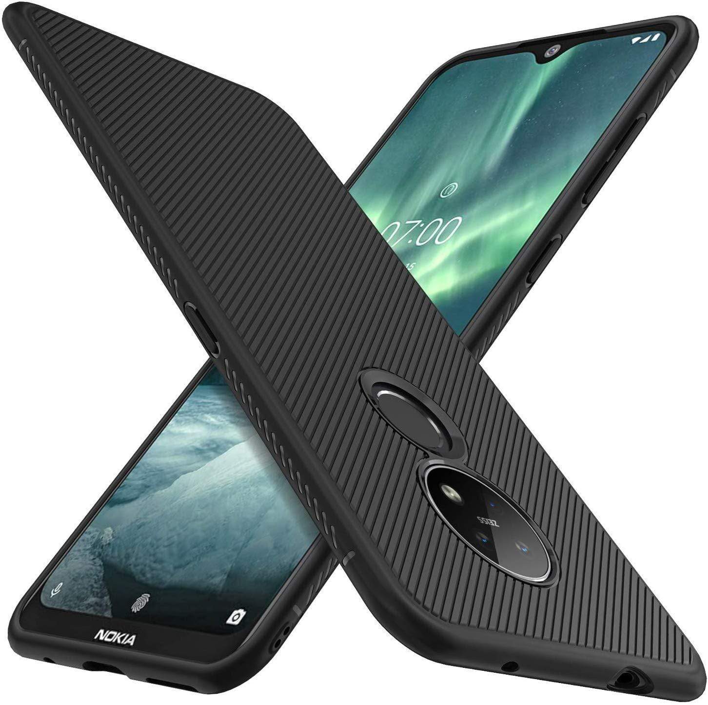 REALIKE Nokia 6.2 / Nokia 7.2 Back Cover, Texture Pattern Durable, Anti Scratch Soft TPU Back Cover for Nokia 6.2/Nokia 7.2 (Texture Black)