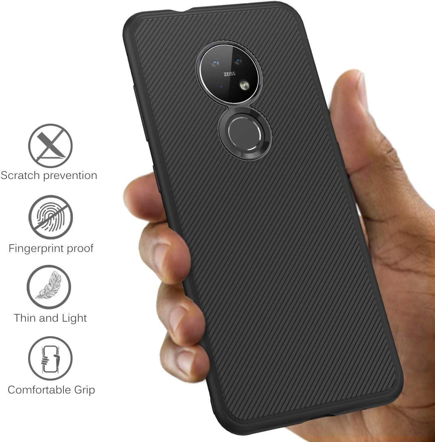 REALIKE Nokia 6.2 / Nokia 7.2 Back Cover, Texture Pattern Durable, Anti Scratch Soft TPU Back Cover for Nokia 6.2/Nokia 7.2 (Texture Black)