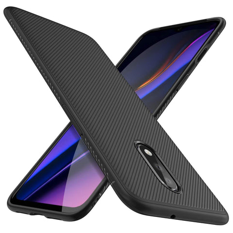 Image of REALIKE OnePlus 7 Back Cover, Beetle Series Shockproof Line Texture Case for Oneplus 7 (Aramid Black)