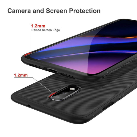 Image of REALIKE OnePlus 7 Back Cover, Beetle Series Shockproof Line Texture Case for Oneplus 7 (Aramid Black)