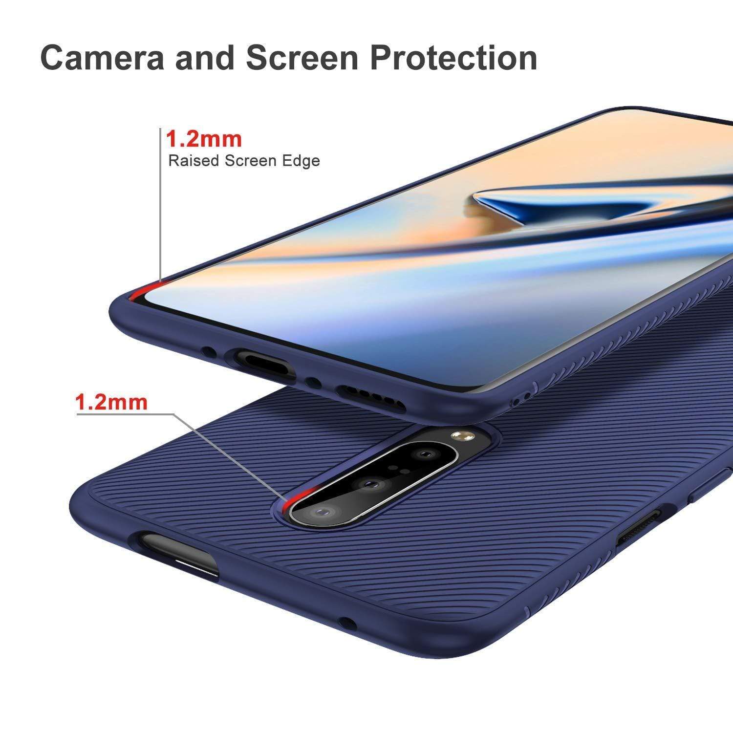 REALIKE OnePlus 7 Pro Back Cover, Beetle Series Shockproof Line Texture Case for Oneplus 7 Pro