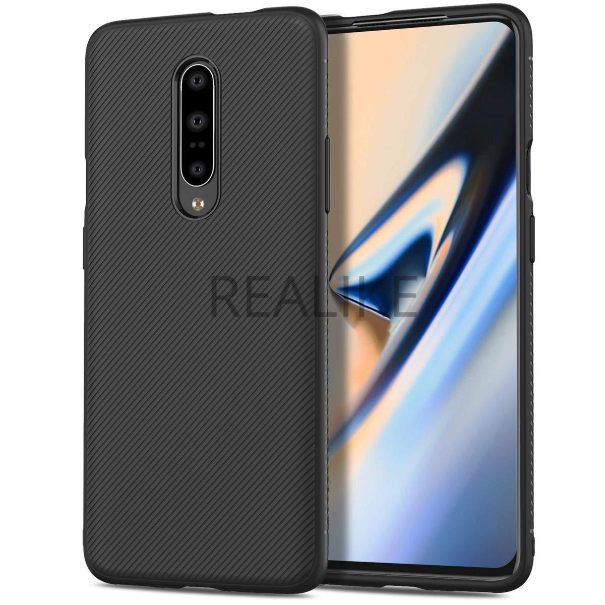 REALIKE OnePlus 7 Pro Back Cover, Beetle Series Shockproof Line Texture Case for Oneplus 7 Pro