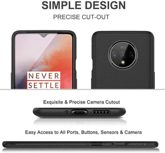 REALIKE OnePlus 7T Back Cover, Carbon Fiber Shockproof Case for Oneplus 7T (Texture Black)