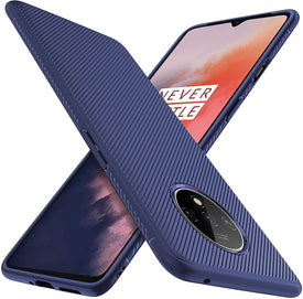 REALIKE OnePlus 7T Back Cover, Carbon Fiber Shockproof Case for Oneplus 7T (Texture Blue)