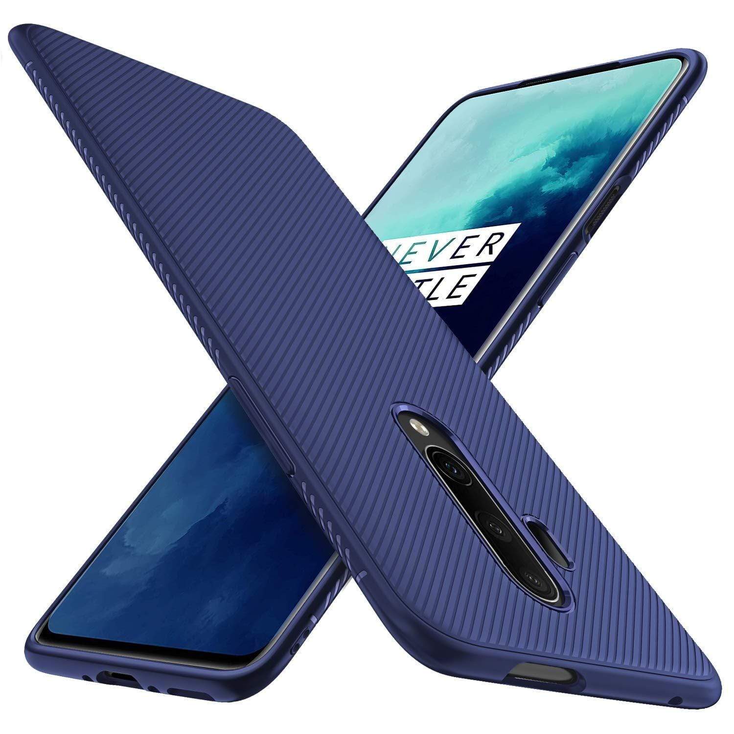 REALIKE OnePlus 7T Pro Back Cover, Carbon Fiber Shockproof Case for Oneplus 7T Pro (Texture Blue)
