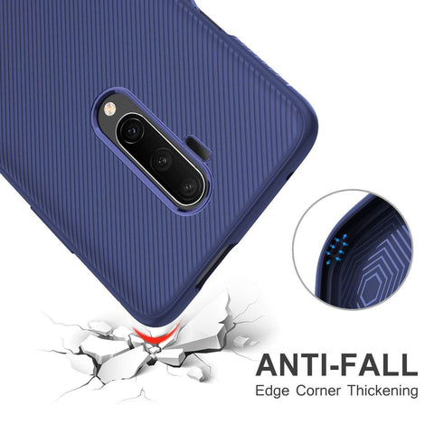 Image of REALIKE OnePlus 7T Pro Back Cover, Carbon Fiber Shockproof Case for Oneplus 7T Pro (Texture Blue)