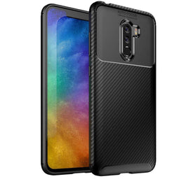 REALIKE® Poco F1 Back Cover, Premium Tough Rugged Armor Carbon Fiber Shockproof Soft Silicon TPU Back Cover Case for Xiaomi Poco F1 2018 (Carbon Fiber Series Black)