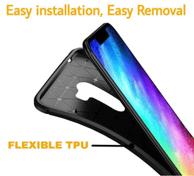 REALIKE® Poco F1 Back Cover, Premium Tough Rugged Armor Carbon Fiber Shockproof Soft Silicon TPU Back Cover Case for Xiaomi Poco F1 2018 (Carbon Fiber Series Black)