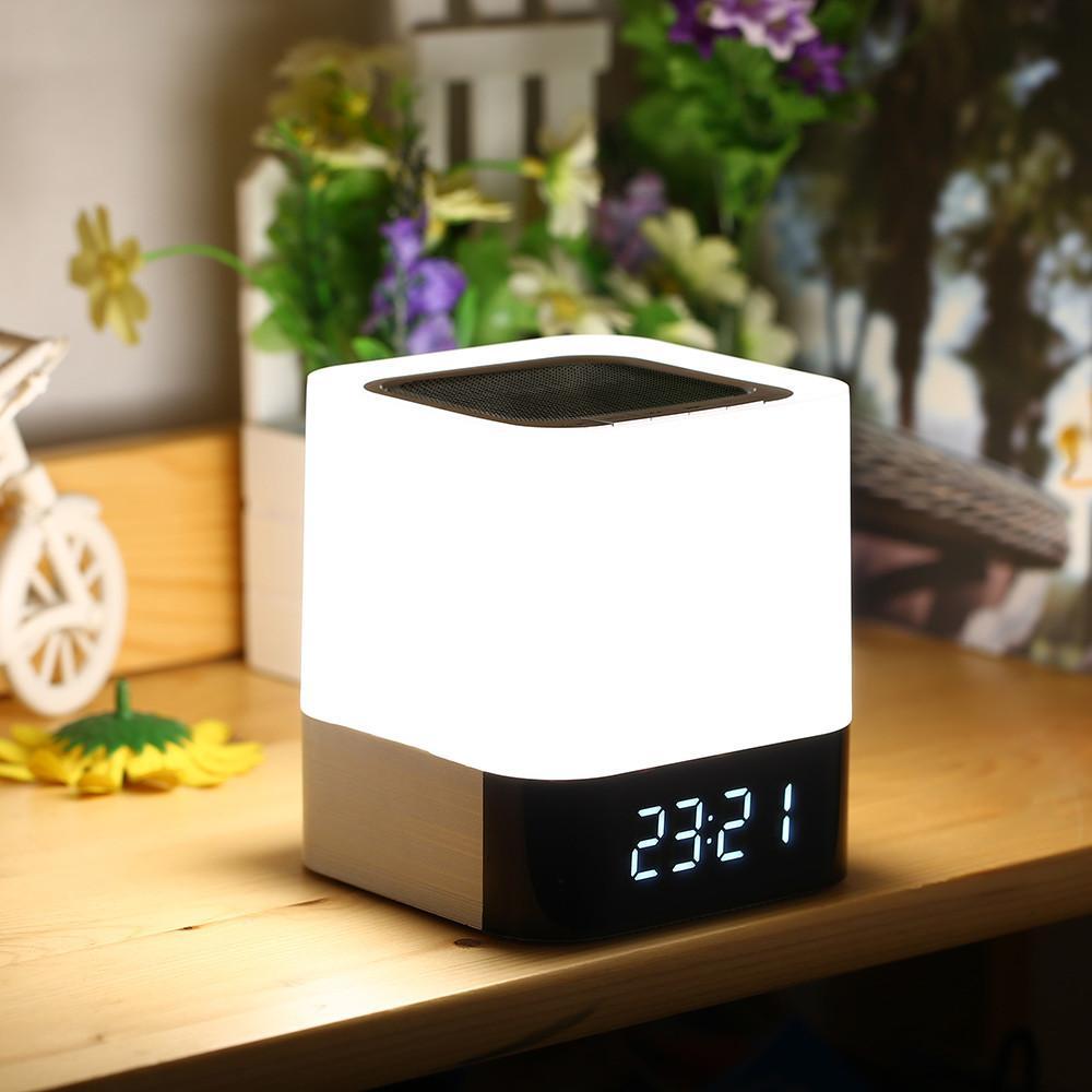 REALIKE Portable Wireless Bluetooth Speaker With Touch Sensor Led Lamp Light Alarm Clock TF Card AUX MP3 Player Hands-free Loudspeakers