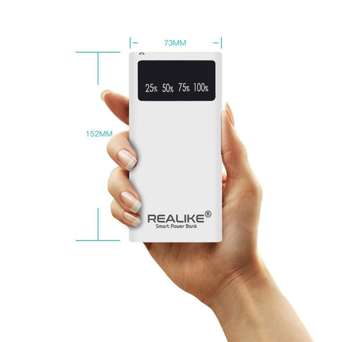 REALIKE® PowerCore Polymer Battery 10000 mAh, One of the Smallest and Lightest Power Bank, Ultra-Compact, High-speed Charging Technology With Digital Display