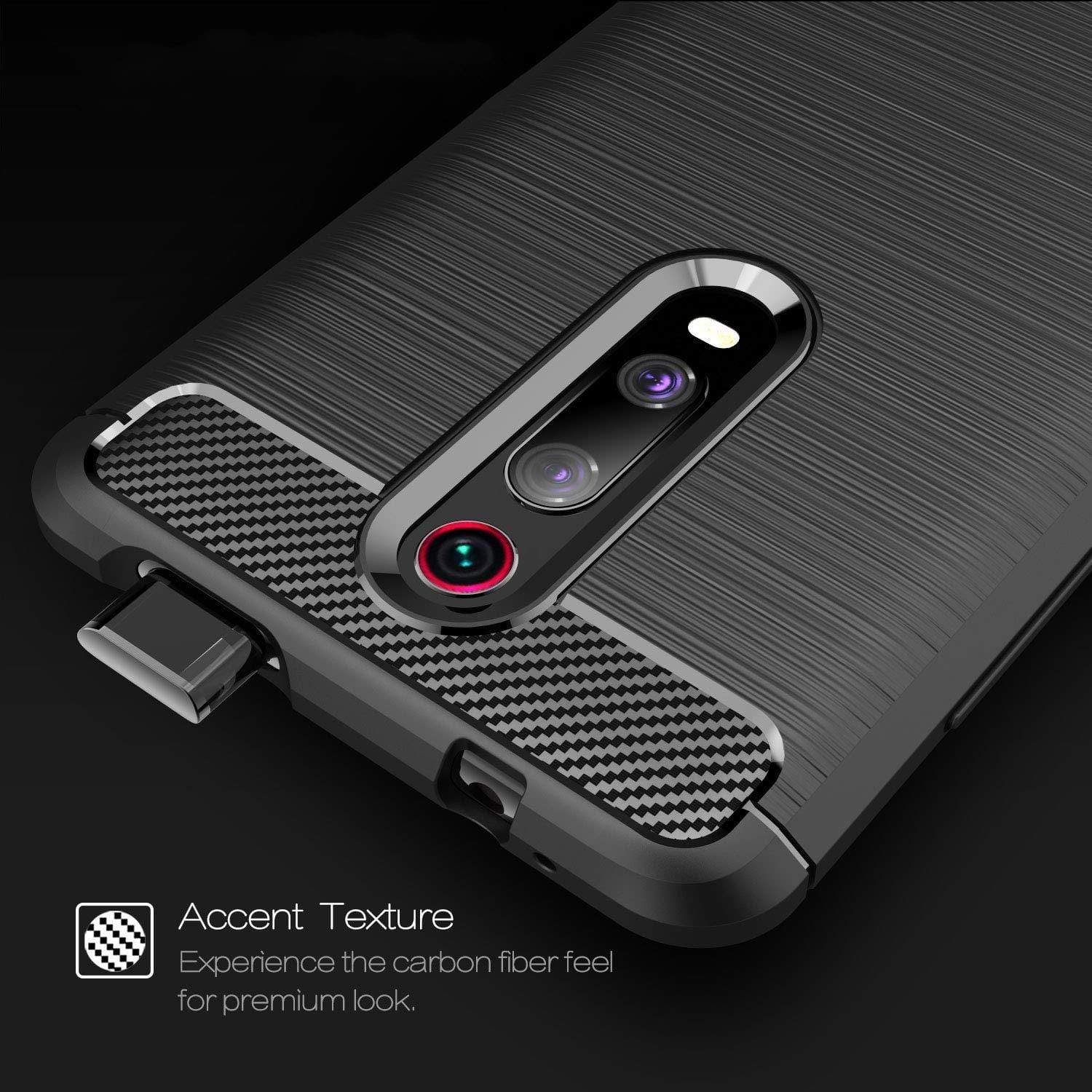REALIKE Redmi K20 Pro Back Cover, Flexible Carbon Fiber Full Shockproof Back Case for Redmi K20 Pro (Carbon Blue)