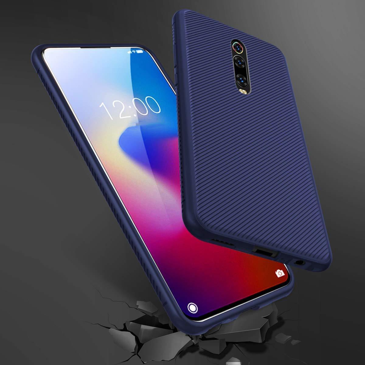 REALIKE Redmi K20 Pro Back Cover, Flexible Carbon Fiber Full Shockproof Back Case for Redmi K20 Pro (Texture Blue)