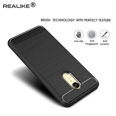 Image of REALIKE® Redmi Note 5 Back Cover, Branded Case With Ultimate Protection From Drops, Flexible Carbon Fiber Back Cover For Xiaomi Redmi Note 5-2018