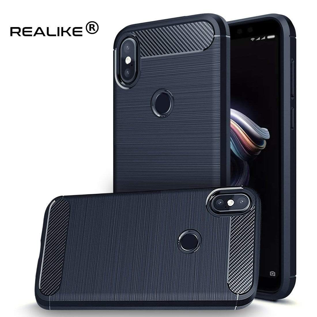 REALIKE® Redmi Note 5 Pro Back Cover, Branded Case With Ultimate Protection From Drops, Flexible Carbon Fiber Back Cover For Xiaomi Redmi Note 5 Pro-2018