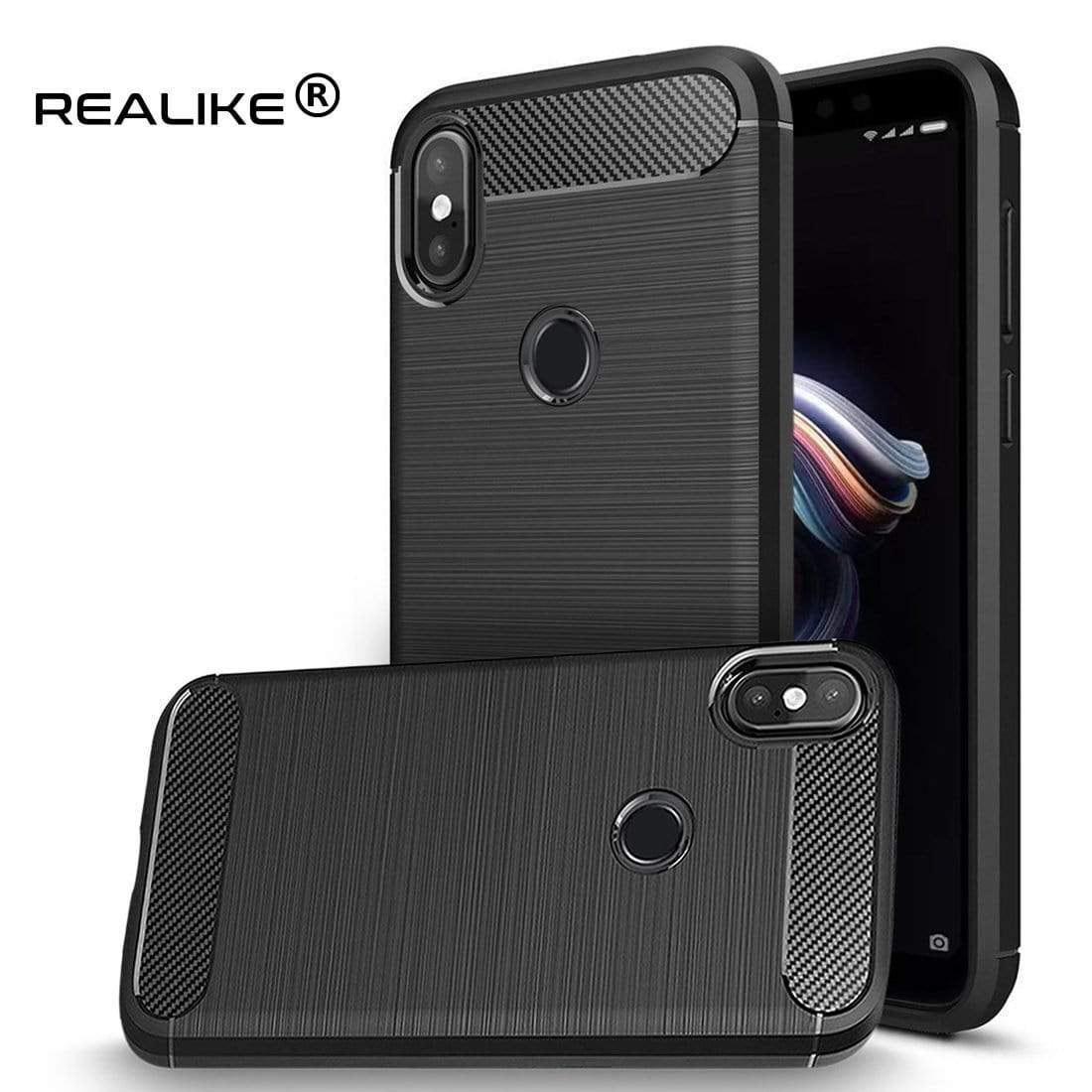 REALIKE® Redmi Note 5 Pro Back Cover, Branded Case With Ultimate Protection From Drops, Flexible Carbon Fiber Back Cover For Xiaomi Redmi Note 5 Pro-2018