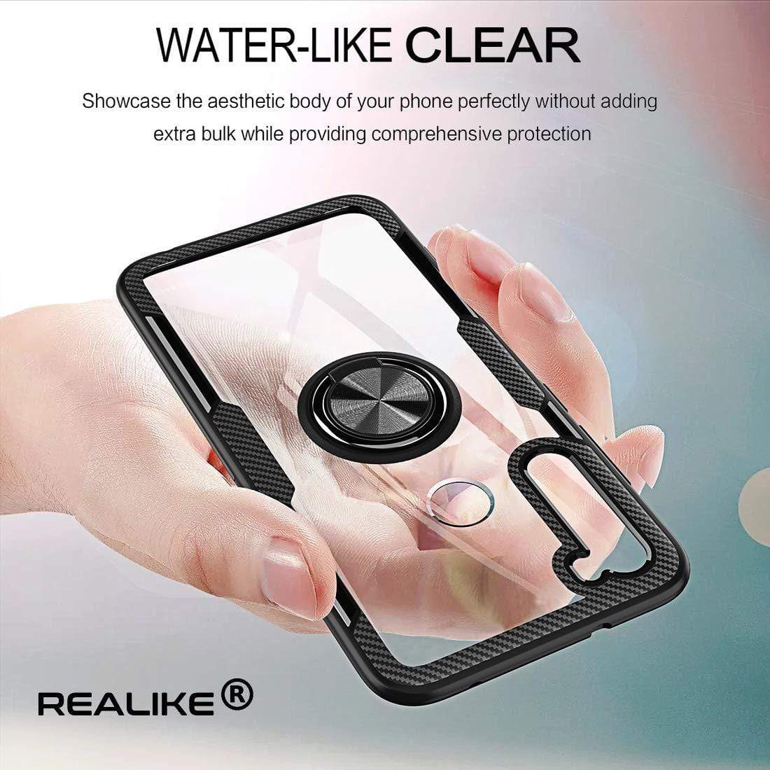 REALIKE Redmi Note 8 Back Cover, Transparent Anti Scratch with Metallic 360 Ring Back Case for Redmi Note 8 (Clear/Black)