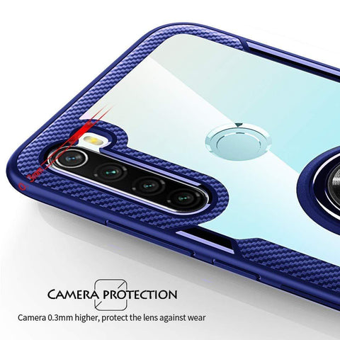 Image of REALIKE Redmi Note 8 Back Cover, Transparent Anti Scratch with Metallic 360 Ring Back Case for Redmi Note 8 (Clear/Blue)