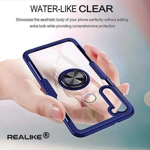 REALIKE Redmi Note 8 Back Cover, Transparent Anti Scratch with Metallic 360 Ring Back Case for Redmi Note 8 (Clear/Blue)
