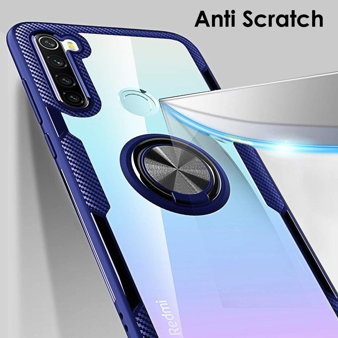 REALIKE Redmi Note 8 Back Cover, Transparent Anti Scratch with Metallic 360 Ring Back Case for Redmi Note 8 (Clear/Blue)