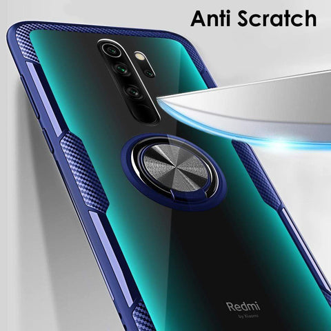 Image of REALIKE Redmi Note 8 Pro Back Cover, Transparent Anti Scratch with Metallic 360 Ring Back Case for Redmi Note 8 Pro (Clear/Blue)