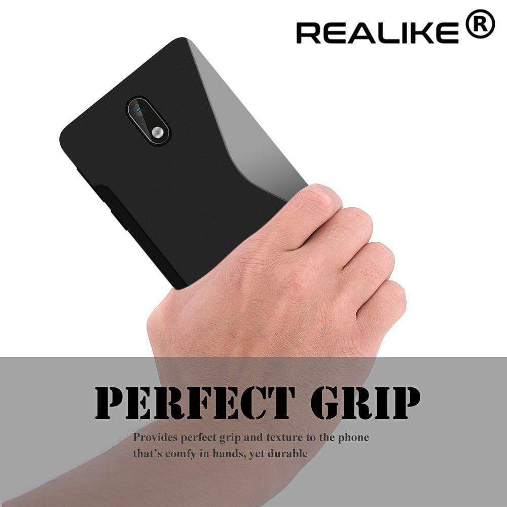 REALIKE&reg; 100% Fit Premium Shockproof Carbon Fiber Back Case For NOKIA 3