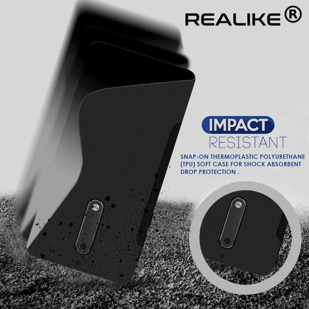 REALIKE&reg; 100% Fit Premium Shockproof Carbon Fiber Back Case For NOKIA 5