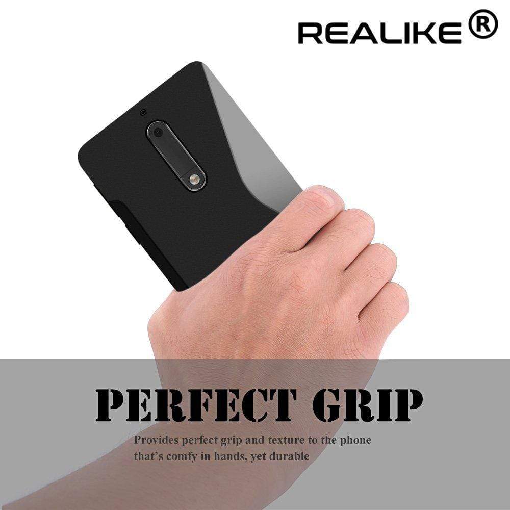 REALIKE&reg; 100% Fit Premium Shockproof Carbon Fiber Back Case For NOKIA 5