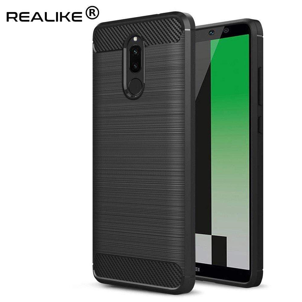 REALIKE&reg; Honor 9i Back Cover, Flexible Carbon Fibre Design Light Weight Shockproof Back Cover For HUAWEI Honor 9i - Metallic Black
