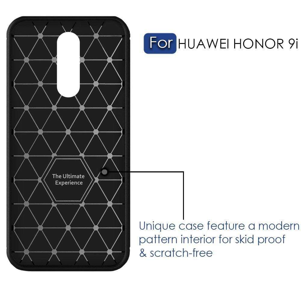 REALIKE&reg; Honor 9i Back Cover, Flexible Carbon Fibre Design Light Weight Shockproof Back Cover For HUAWEI Honor 9i - Metallic Black