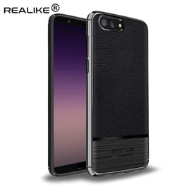 REALIKE&reg; Honor View 10 Cover, Anti-fingerprint Soft Silicone Slim Litchi Skin Rugged Armor Back Cover Case for Huawei Honor View 10 (BLACK)