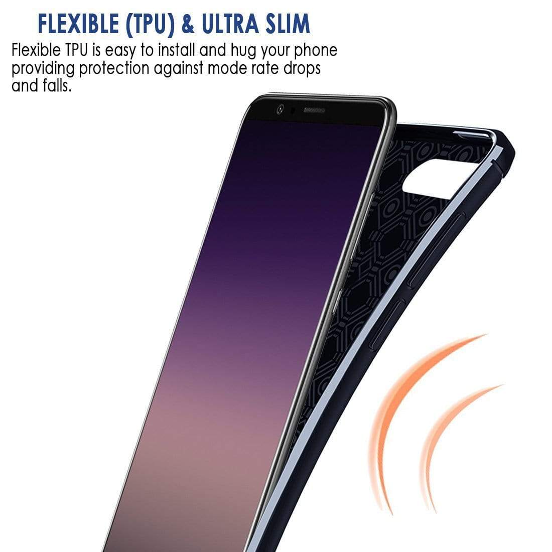 REALIKE&reg; Honor View 10 Cover, Anti-fingerprint Soft Silicone Slim Litchi Skin Rugged Armor Back Cover Case for Huawei Honor View 10 (BLUE)