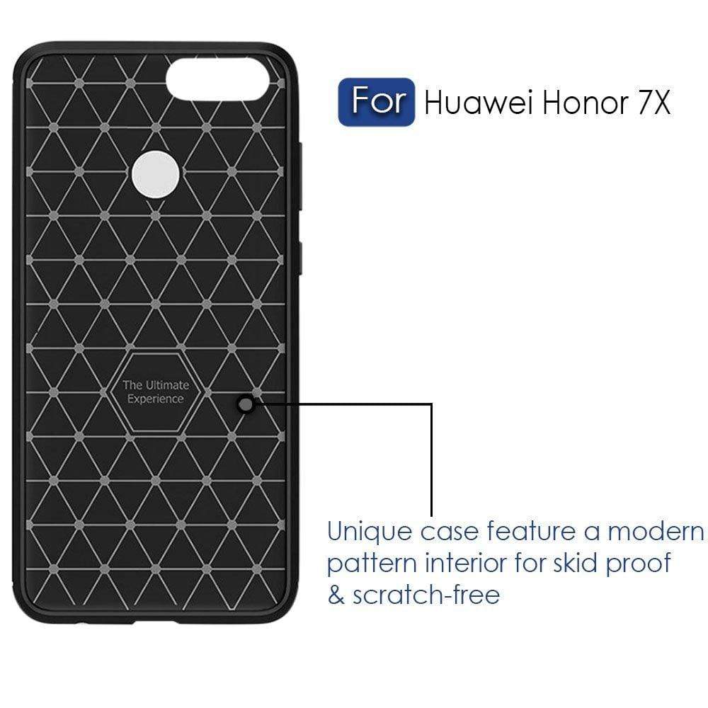 REALIKE&reg; Huawei Honor 7X Back Cover Flexible Carbon Fiber Design Light weight Shockproof Back Case for Honor 7X (BLACK)