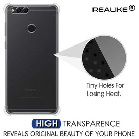 REALIKE® Huawei Honor 7X Back Cover Flexible Carbon Fiber Design Light weight Shockproof Back Case for Honor 7X (BLACK) (Clear)