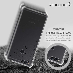 REALIKE&reg; Huawei Honor 7X Back Cover Flexible Carbon Fiber Design Light weight Shockproof Back Case for Honor 7X (BLACK) (Clear)